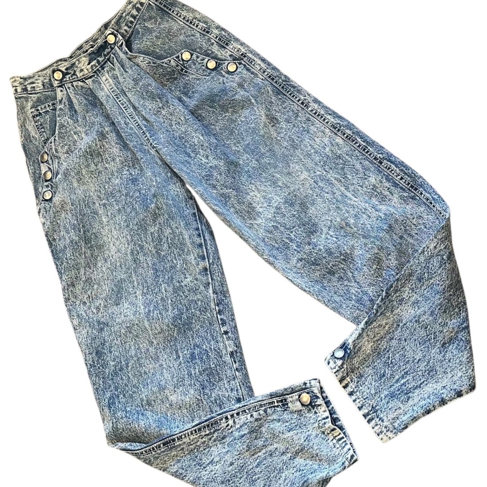 Rocky Mountain Jeans Women Size 5 Blue Excellent 80s Vintage Acid Wash Pleated